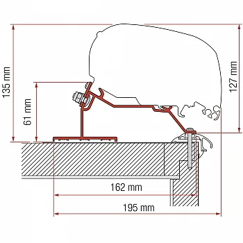 Adapter Caravan Roof - 550 cm