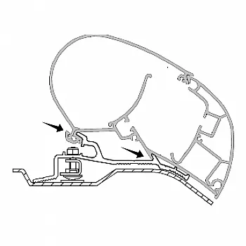 Adapter für Fiat Ducato ab Bj. 2006/07 zu Markisen Dometic Serie 2, Länge 3,25 m -