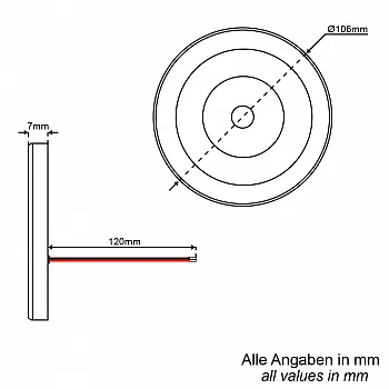 Aufbauleuchte mit Dimmschalter - ø 106 mm, chrom