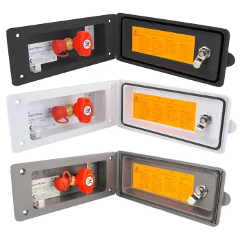 Außensteckdose Gas mit Schloss, grau