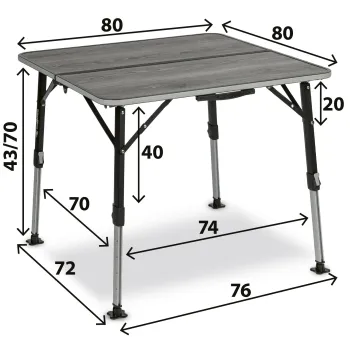 Campingtisch Elùtop ComPack Square, 80 cm