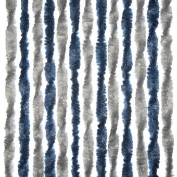 Chenille-Flauschvorhang Zelt/Balkon - 100 x 205 cm, blau/silber