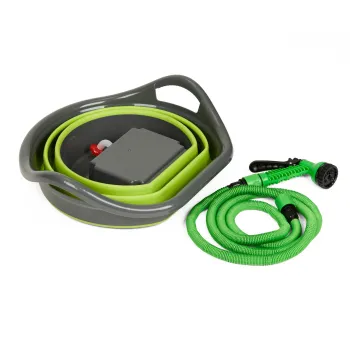 Falteimer 15 Liter mit Waschbrause, Mobildusche Akku Plus