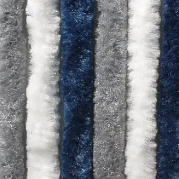 Flauschvorhang 100 cm breit, dunkelblau | weiß | grau