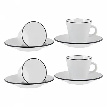 Espresso-Set Linea Line - 2-teilig, weiß, schwarz