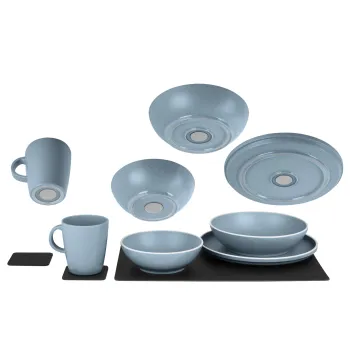 Geschirrset Dolomit magnetisch, blau