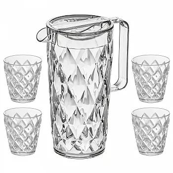 Karaffe Crystal mit 4 Bechern - Fassungsvermögen 1,6 l