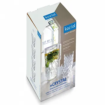 Karaffe Crystal mit 4 Bechern - Fassungsvermögen 1,6 l