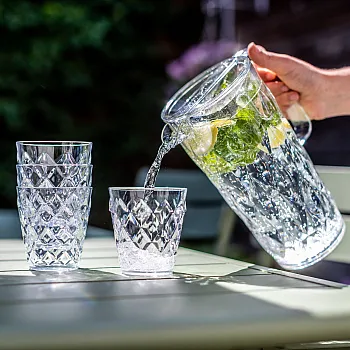 Karaffe Crystal mit 4 Bechern - Fassungsvermögen 1,6 l