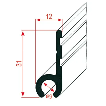 Keder-Profilschiene gerade