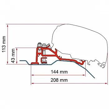 Kit Fiat Ducato H2 Skyroof - Markisenadapter F80/65