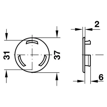 Lüftungsgitter, Kunststoff, gerastert, mit Rastnasen rund, weiß, ø 37 mm