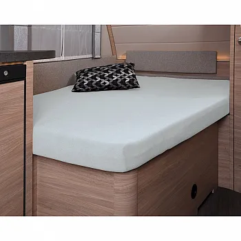 Molton-Stretch Schonbezug 142 x 195 (158 / 42) cm für französisches Bett im Reisemobil -