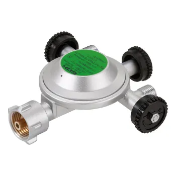 Niederdruckregler Camping, 50 mbar, KLF x 3 x G 1/4 LH-KN