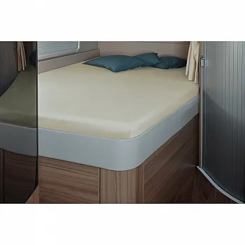 Spannbettlaken 142 x 195 (158 / 42) cm für französisches Bett im Reisemobil, sand -