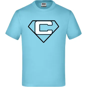 T-Shirt 'Campen ist meine Superpower', Hellblau, Größe 110/116