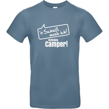 T-Shirt ''n Scheiß muss ich! Ich bin Camper!', Grau/Blau, Größe M