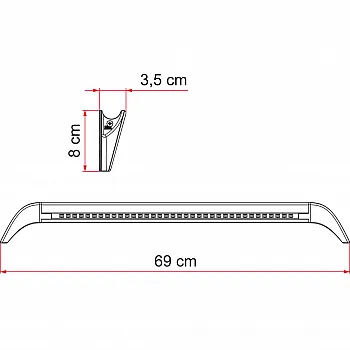 Türbeleuchtung mit Rinne - 690 x 80 x 35 mm