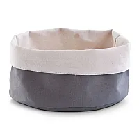 Brotbeutel rund - 12 x 20 cm, anthrazit, cremeweiß