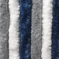 Chenille-Flauschvorhang Zelt/Balkon - 100 x 205 cm, dunkelblau/weiß/grau