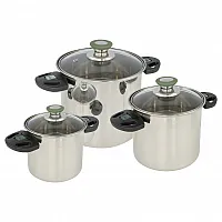 Edelstahl-Kochtopfset Elegance Compact - 3 Stück, 1,25 l, 3 l, 6 l