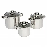 Edelstahl-Kochtopfset Royal Plus - 3 Stück, 1,3 l, 2 l, 3 l