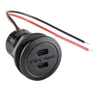 Einbausteckdose USB-C 12 - 24 V DC mit integriertem Spannungswandler, 2 USB-C