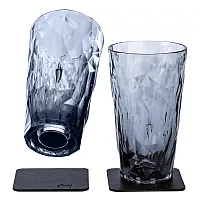 Magnet-Kunststoffgläser - Longdrink 300 ml, 2er-Set, rauchgrau