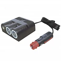 PROCAR Aufbau-Dreifachverlängerung USB-A, USB-C und Power - 2 x Steckdosen und 2 x 2500 mA USB-A
