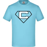 T-Shirt 'Campen ist meine Superpower', Hellblau, Größe 110/116