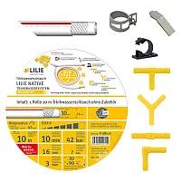 Trinkwasserschlauch-Set WeißGelb kalt - 10x16 mm, Verkaufspackung 10 m Rolle + Zubehör